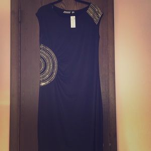 NWWT Avenue Black & Gold Cocktail Dress 14/16